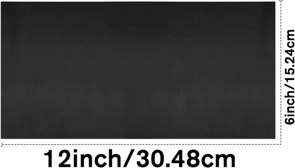 Black leather sheet rectangle with visible edge and thickness reference line
