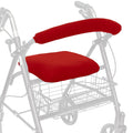 Red rollator seat and backrest covers, curved cushions for universal fit
