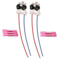 Pair TBI fuel injector connector pigtails with red/blue wires and pink heat-shrink sleeves