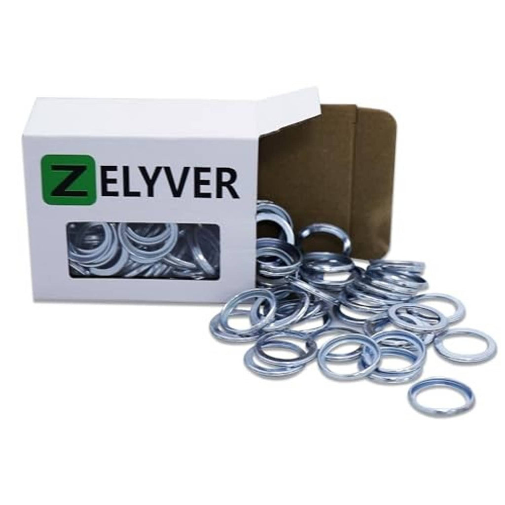 Oil drain plug gasket washers with ELYVER box, silver crush seal rings, 100 pcs
