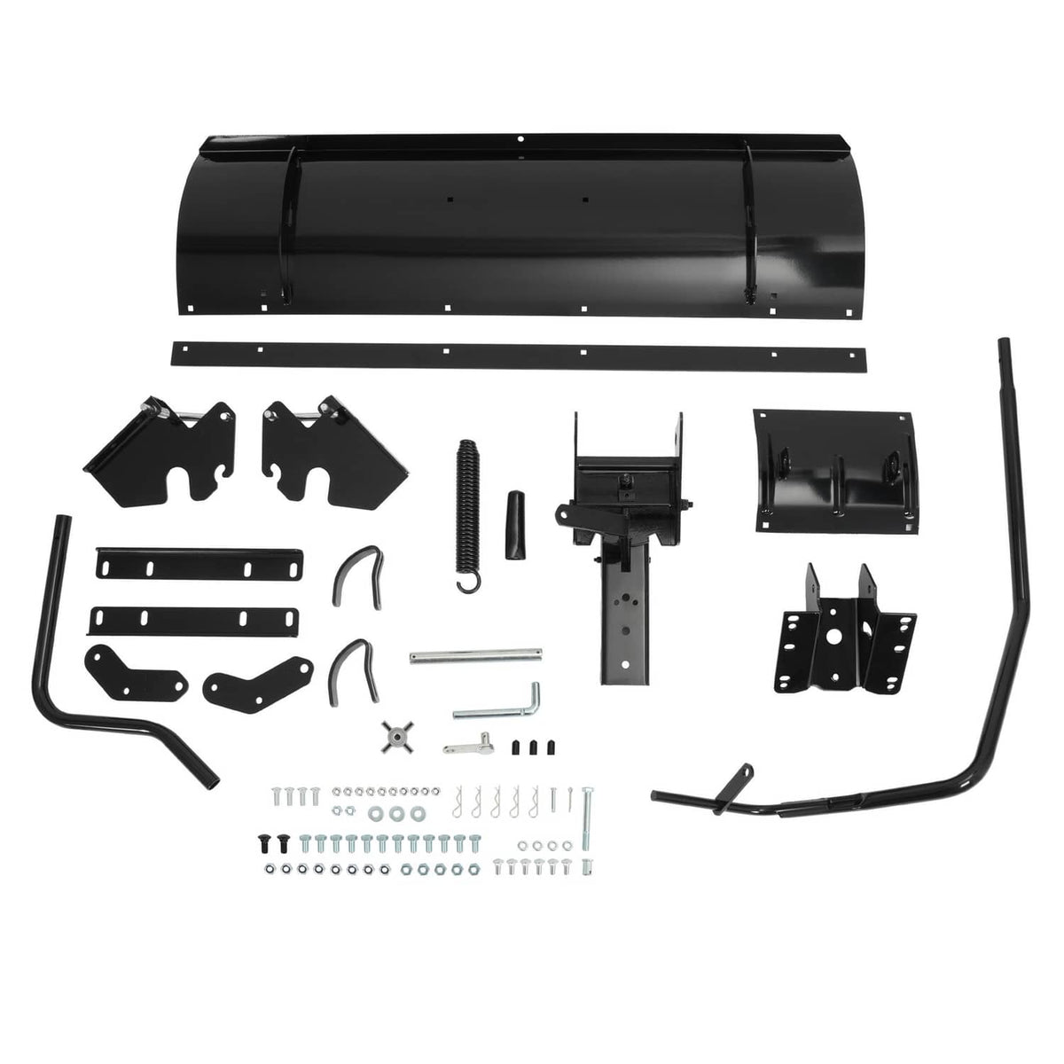 Snow blade plow attachment kit with black blade parts and hardware pieces