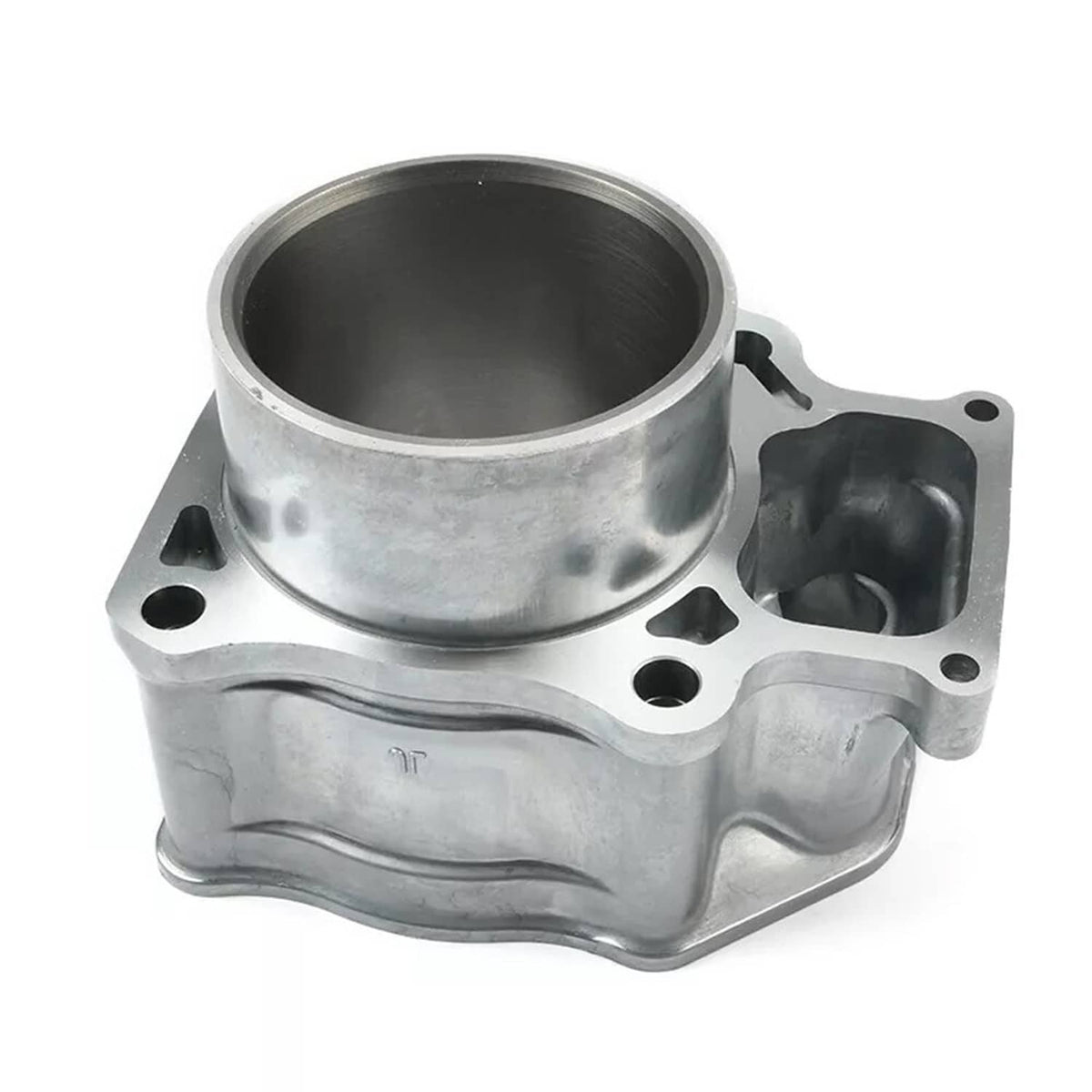 Aluminum cylinder block with black gasket and large engine bore opening