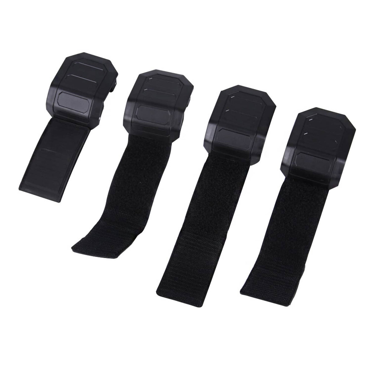 Black mounting straps with latch caps for UTV full windshield