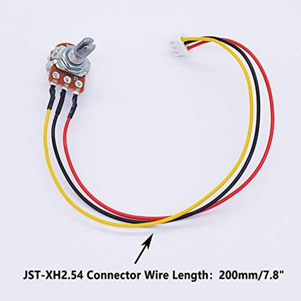Rotary potentiometer module with three color lead wires and threaded shaft
