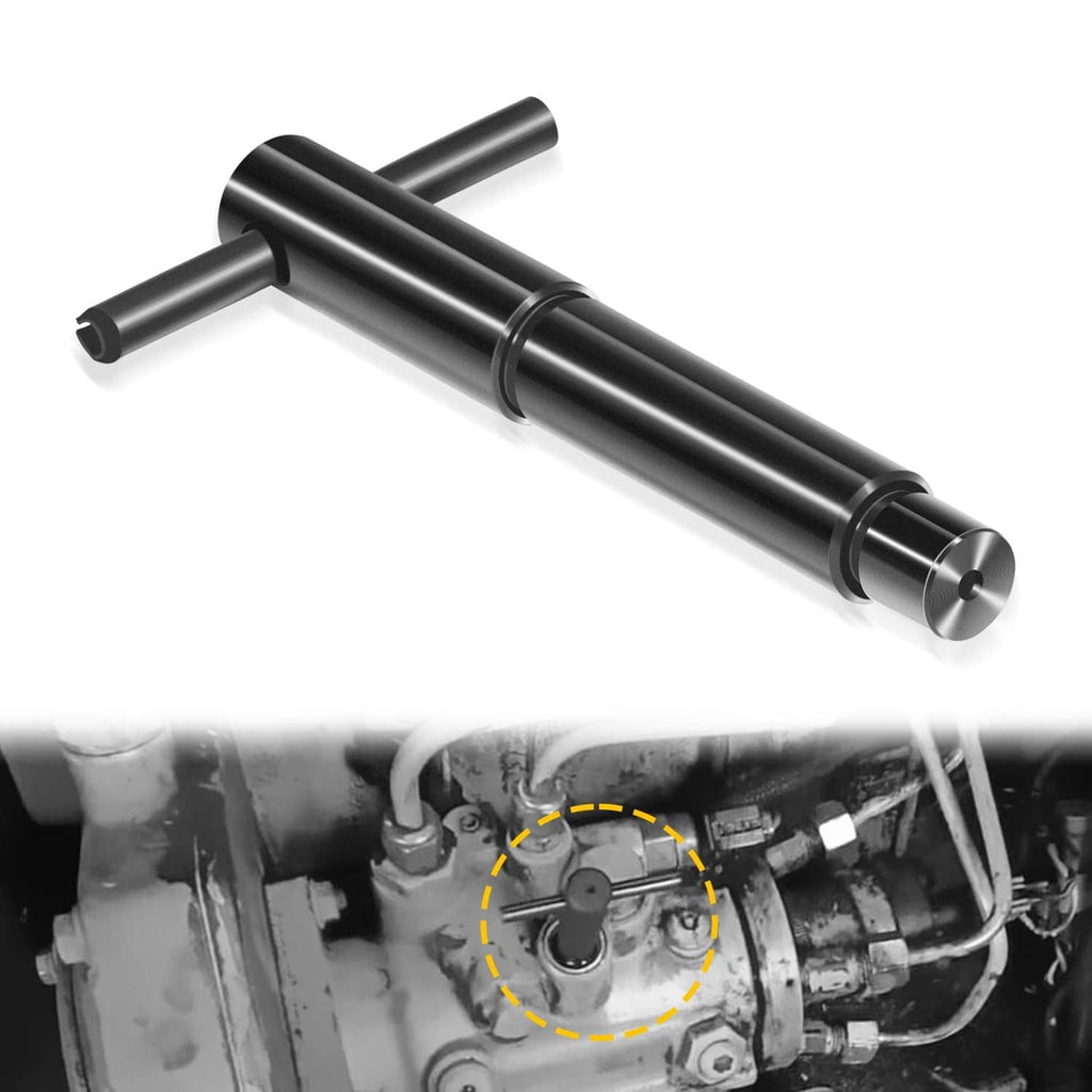 Black injection pump timing pin tool with cylindrical body and small side stem