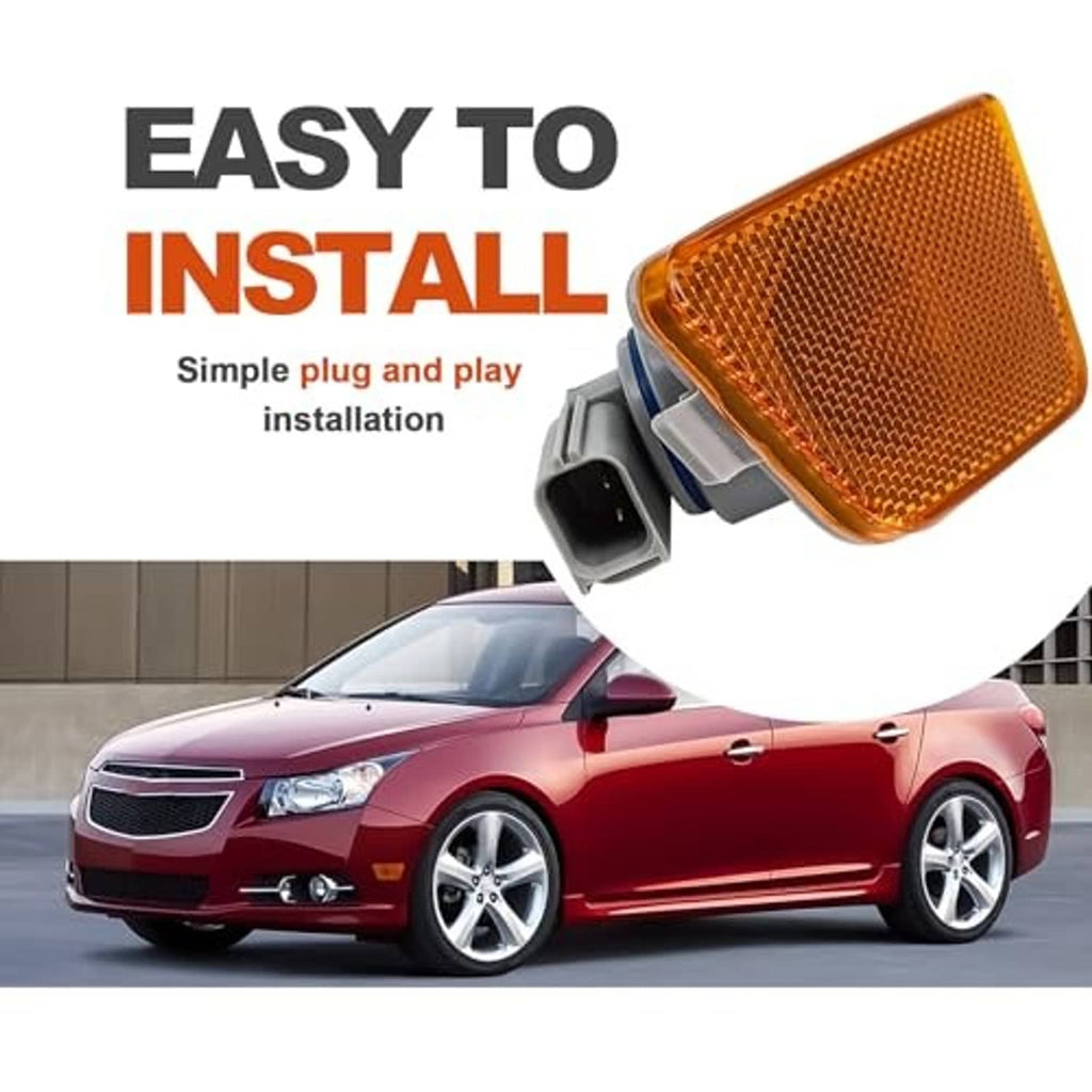 Amber front marker light with textured lens and plug connector, angled view