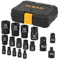 Black impact socket set with E-torx sockets and molded plastic carrying case