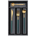 Black narrow cutlery organizer tray with three utensil slots