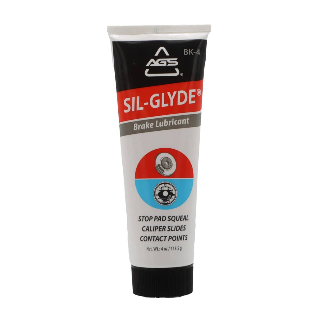 AGS SIL-Glyde silicone-based brake lubricant tube, white with red SIL-Glyde label