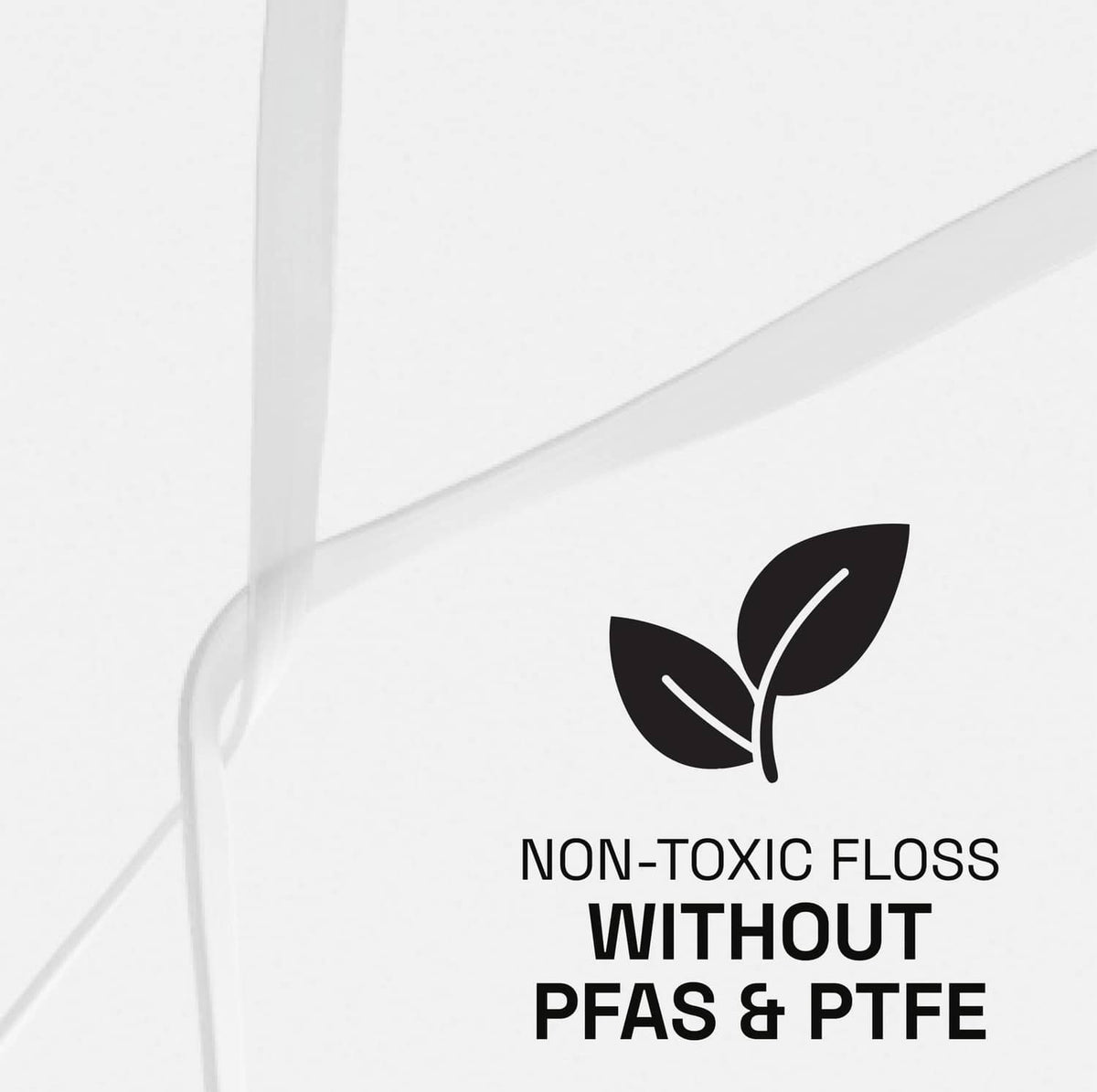 Non-toxic waxed dental floss package with leaf icon