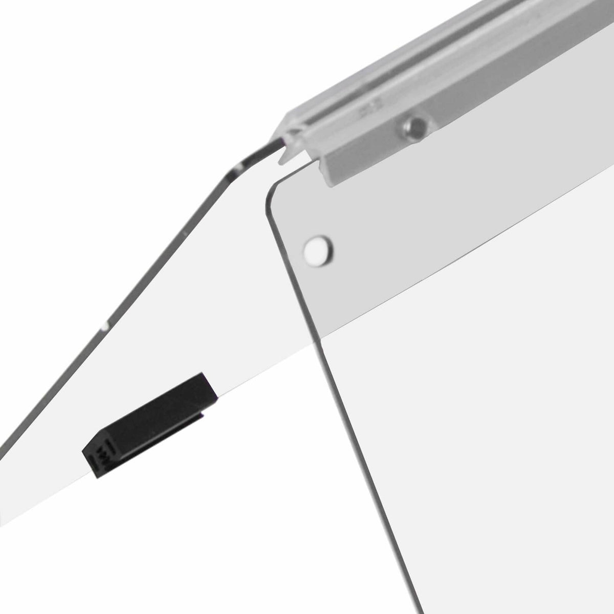 Metal hinge bracket and clear panel edge for foldable golf cart windshield