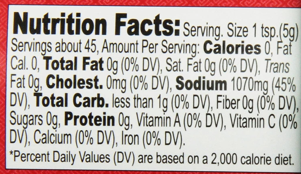 Won Ton instant soup mix jar, Nutrition Facts panel with calories and sodium