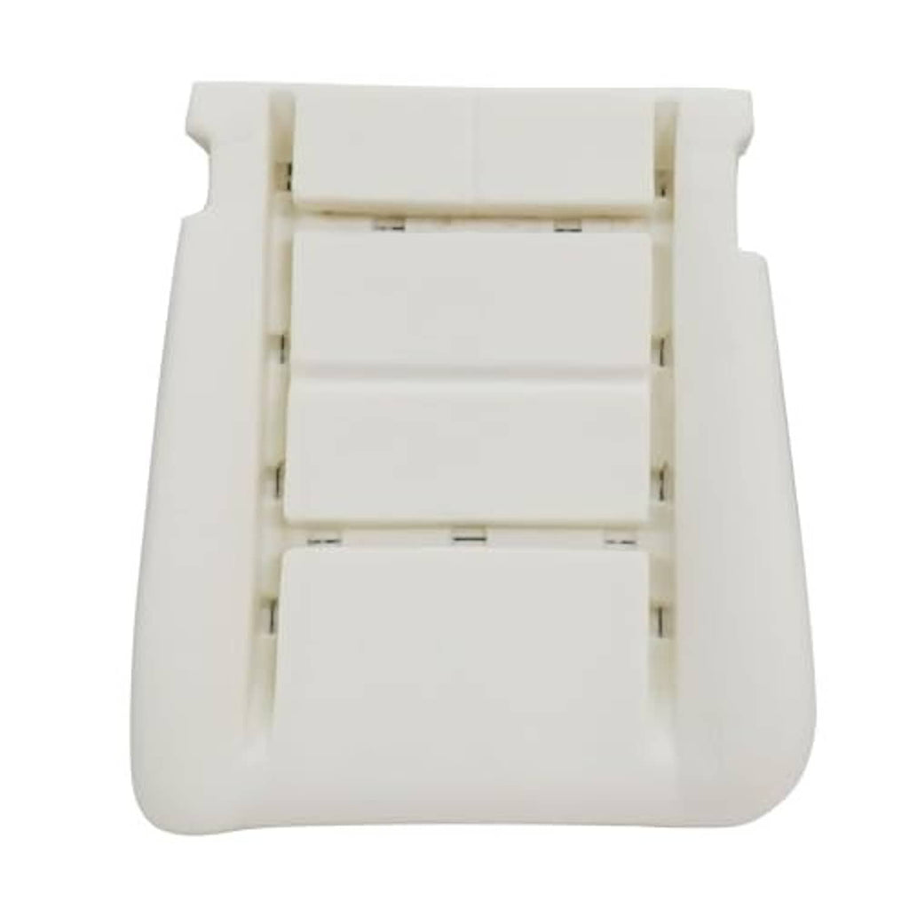 White foam backing insert for front driver side seat cover with mounting tabs