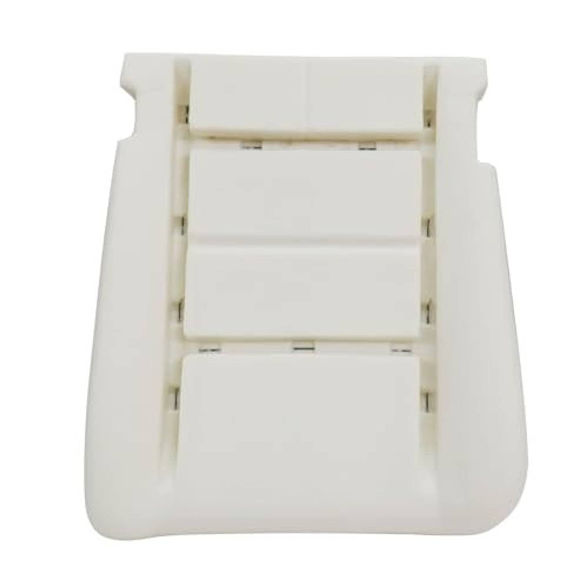 White foam backing insert for front driver side seat cover with mounting tabs