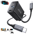 JSAUX 65W switch dock with HDMI and USB ports, black folding charging stand