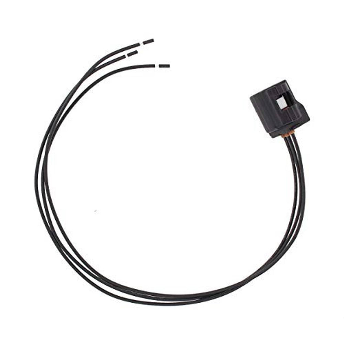 Camshaft position sensor pigtail harness with black connector and wire leads