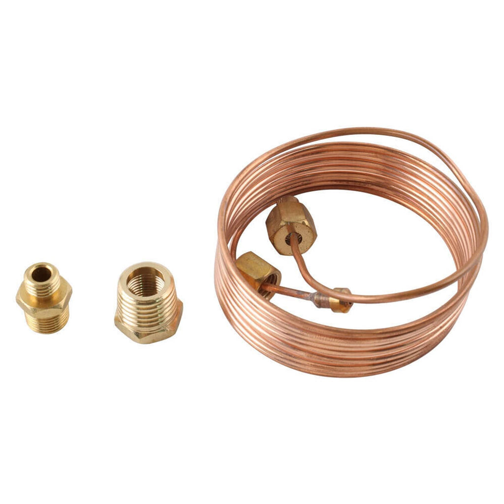 Copper coiled sensor with threaded fittings and electrical leads
