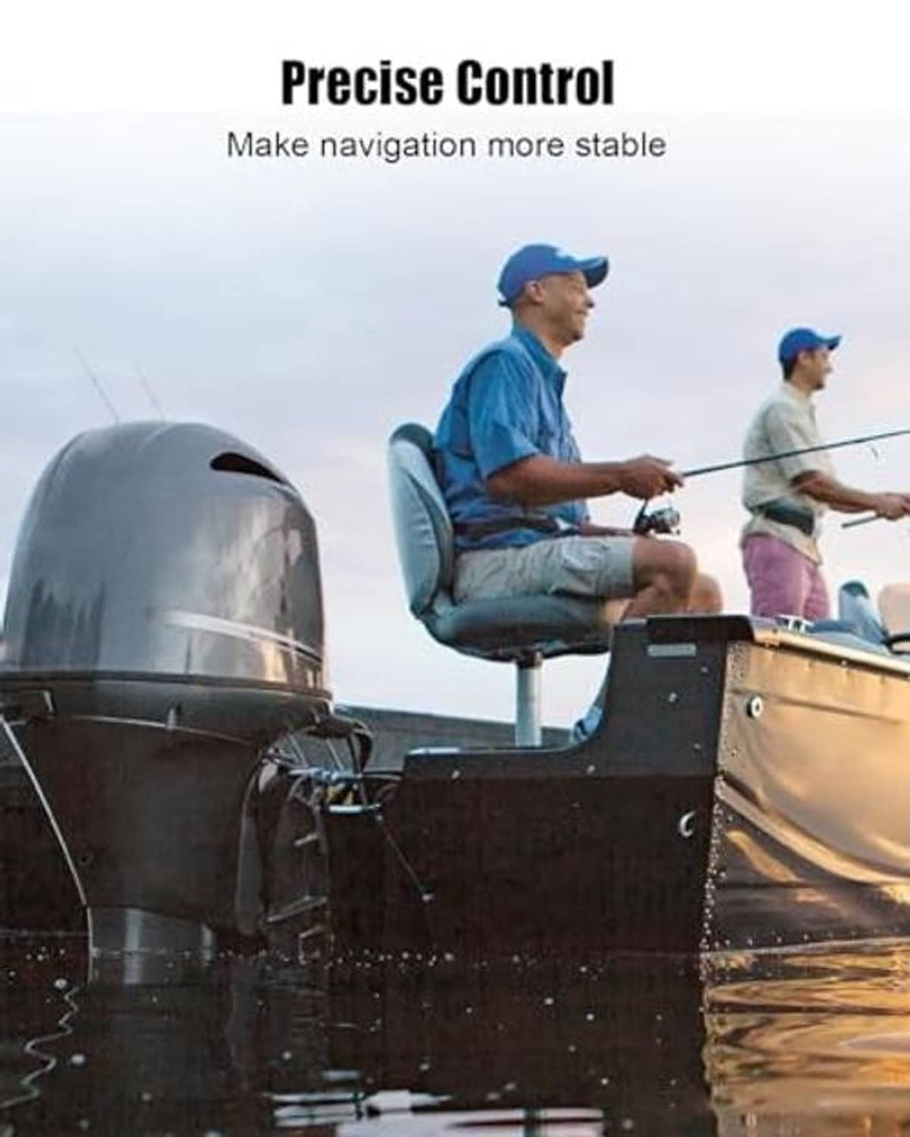 Tilt-control switch use on outboard boat console with anglers underway
