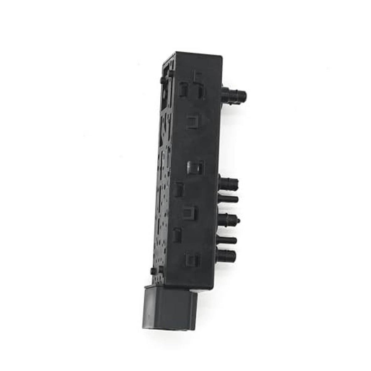 Black power seat control switch with side pins and connector bracket