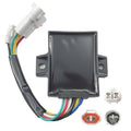 Black CDI ignition module with multi-color wire harness and white connector plugs