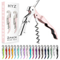 Pink 2-pack waiter corkscrew keys with stainless steel bodies, shown with retail box