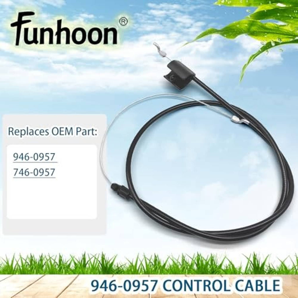 Control cable assembly with black casing, clear inner wire, and metal connection