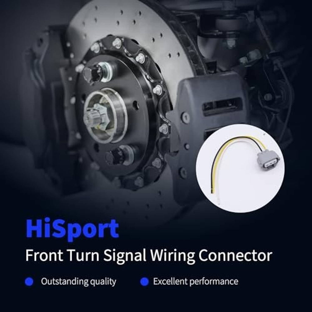 Front turn signal wiring connector pigtail harness, white 3-wire plug with yellow lead wire