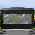 UTV soft rear windshield with black fabric frame and clear viewing panel