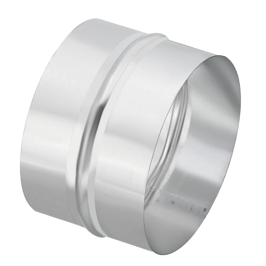 Galvanized steel duct connector coupling, silver tone, 6-inch duct ends