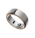 Rose-gold ring cover with brushed silver inner band and cutout window at center