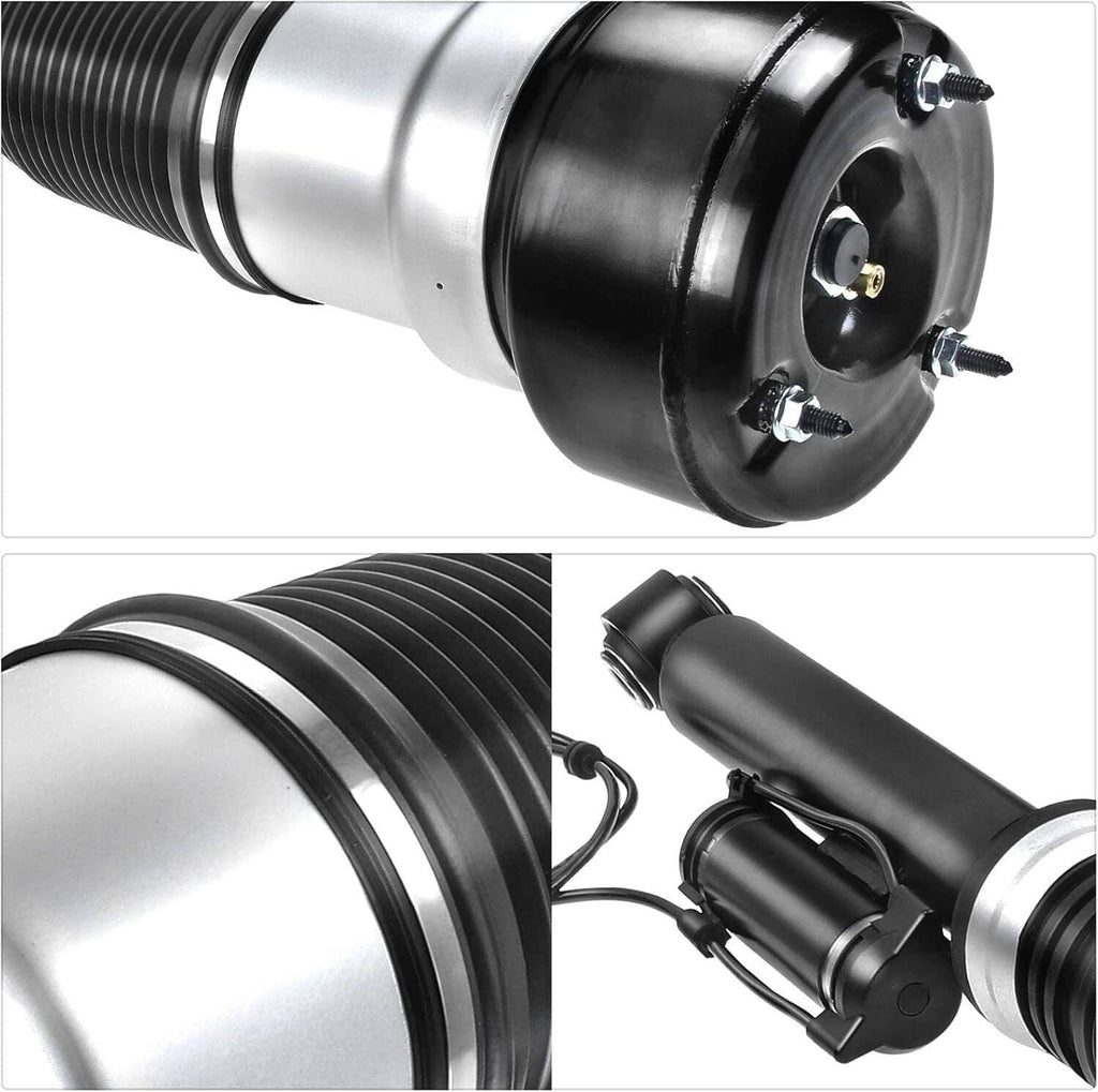 Rear air suspension strut with rubber air spring and electrical connector plate