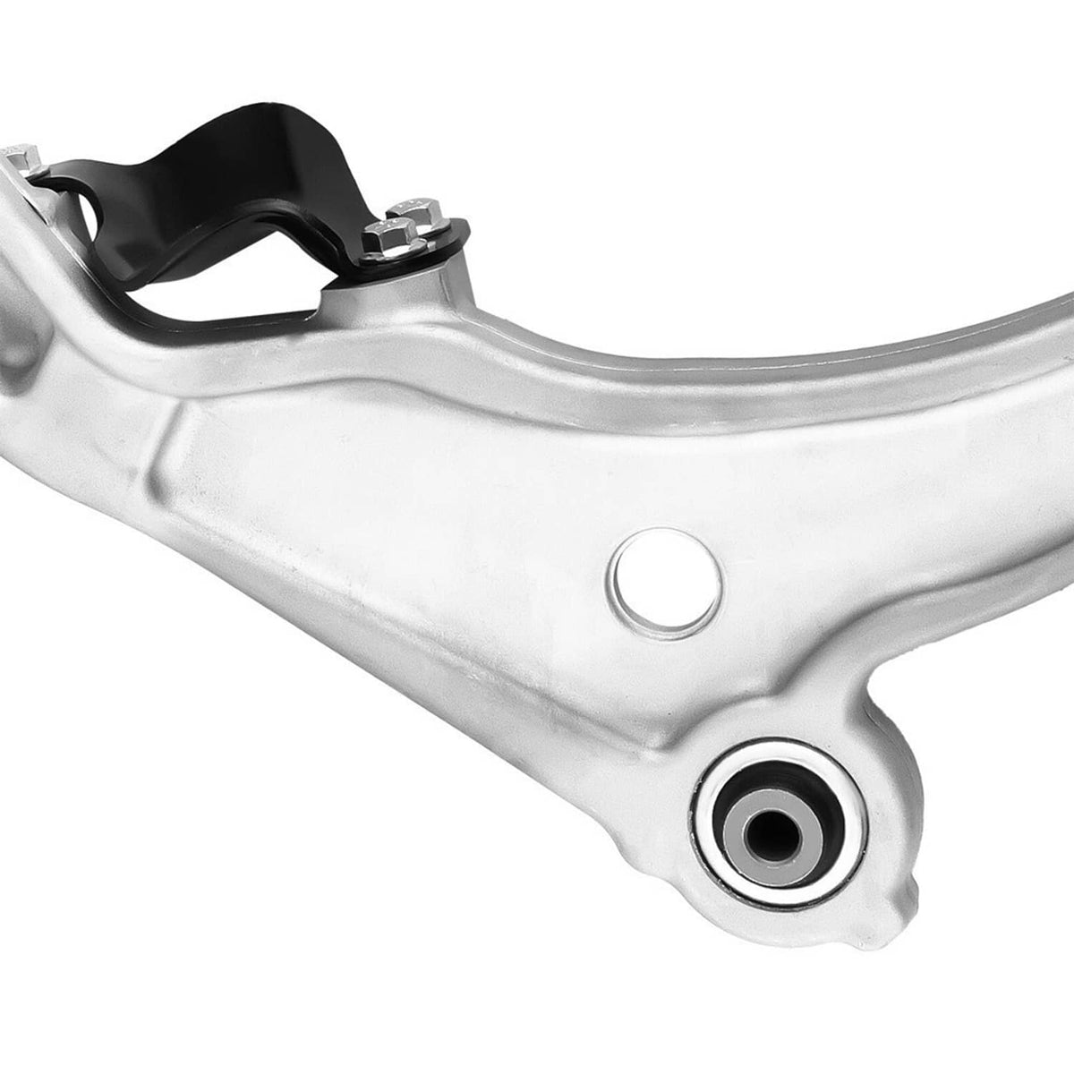 Front control arm, silver metal with black bushing and mounting pins