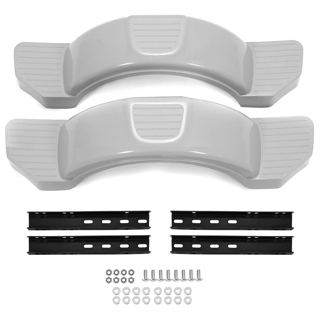Gray trailer fender and step set with two curved covers and mounting hardware