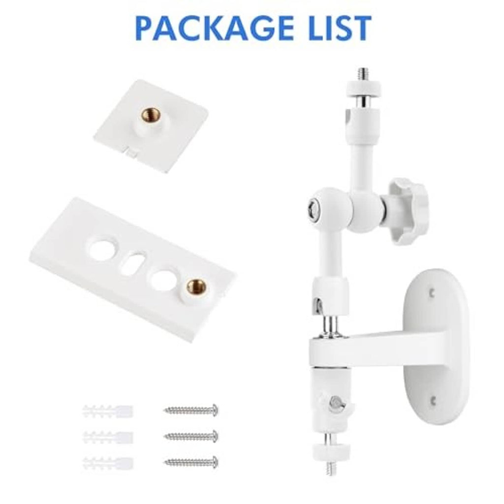 Wall mount kit parts: mounting brackets, connectors, and adjustable pole