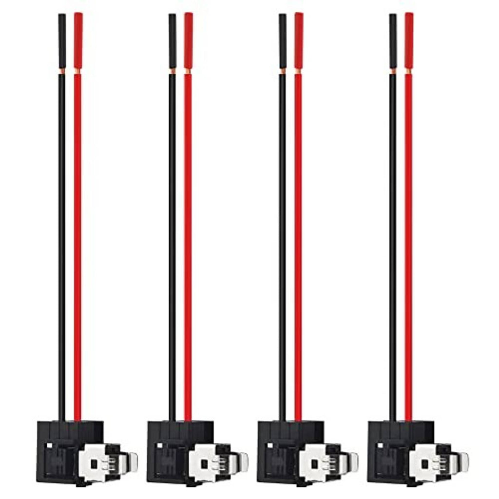 4-pack headlight wiring adapter connectors with red/black lead wires and H1 sockets