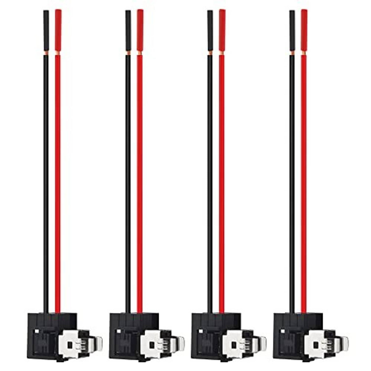 4-pack headlight wiring adapter connectors with red/black lead wires and H1 sockets