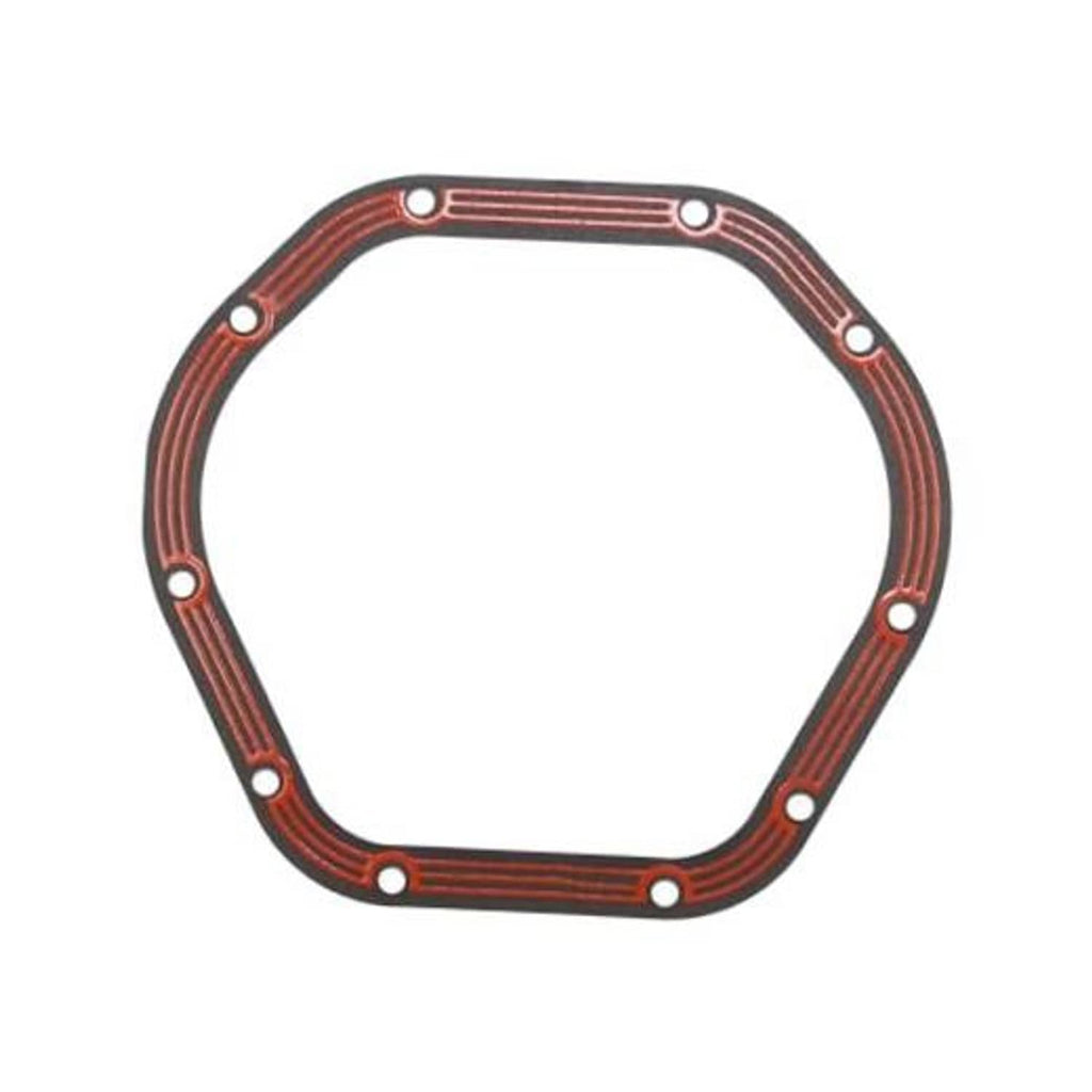Octagonal differential cover gasket, red striped rubber with circular bolt holes