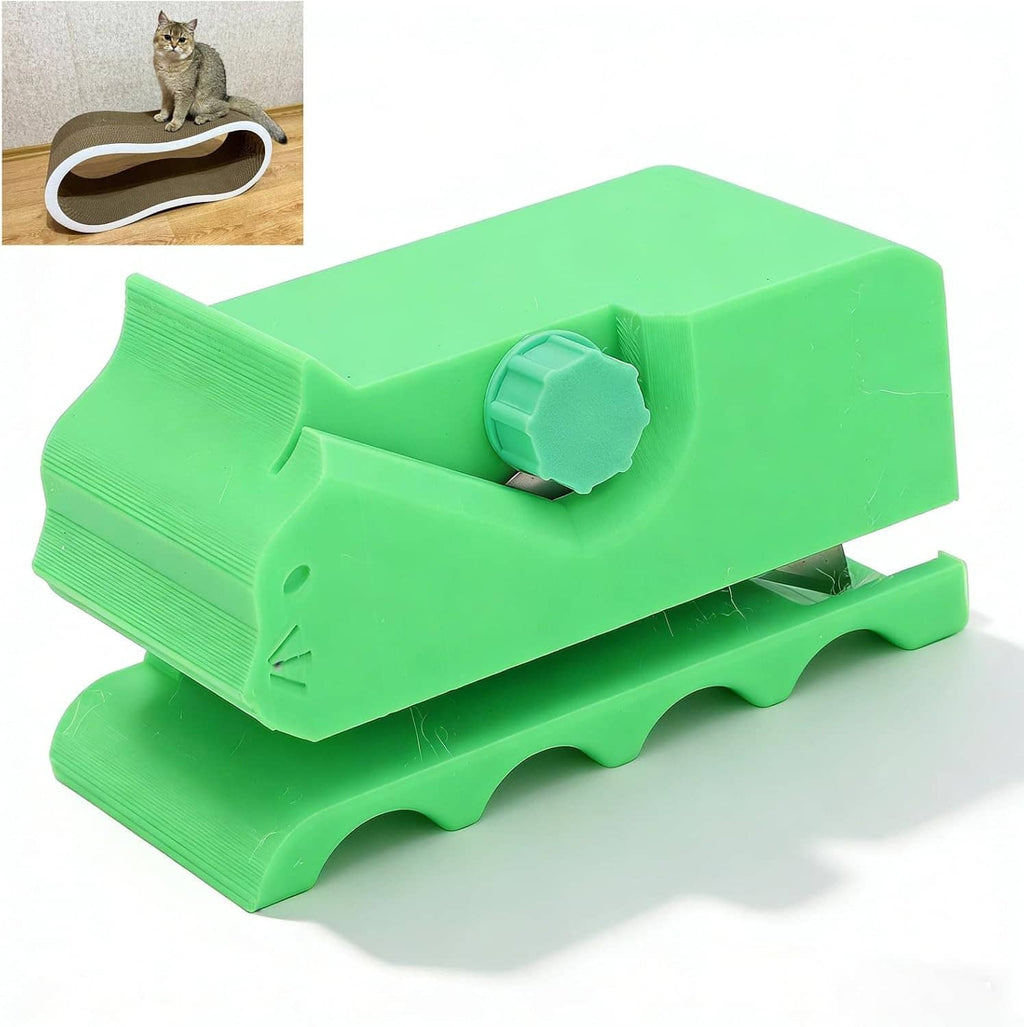 Green plastic adjustable cardboard cutter with large octagonal adjustment knob