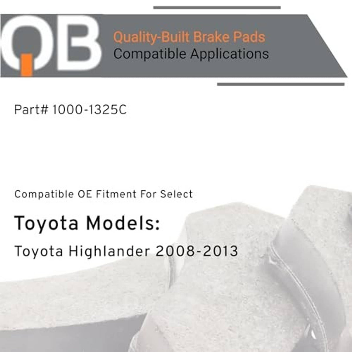 Rear brake pad compatibility graphic with light gray pad shapes and text layout