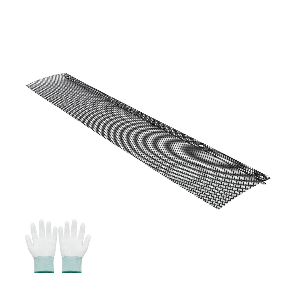 Black gutter guard mesh strip with included gloves