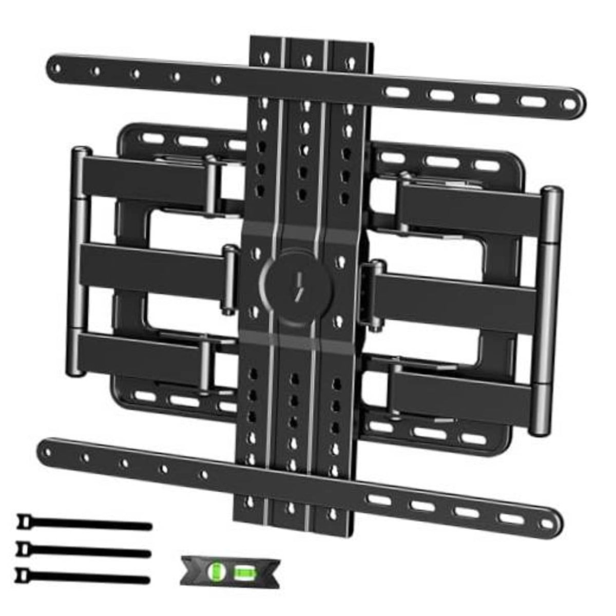 Ultra-slim black TV wall mount bracket with flat rails and centered mounting plate