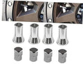 Chrome TPMS valve stem sleeve covers and caps set, four sleeves and four caps