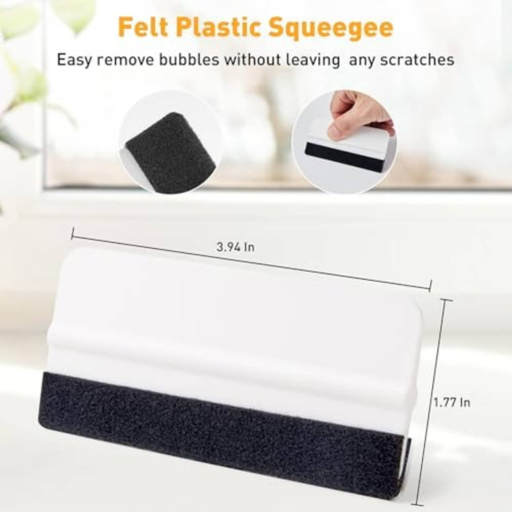 Felt plastic squeegee for removing bubbles when installing window film