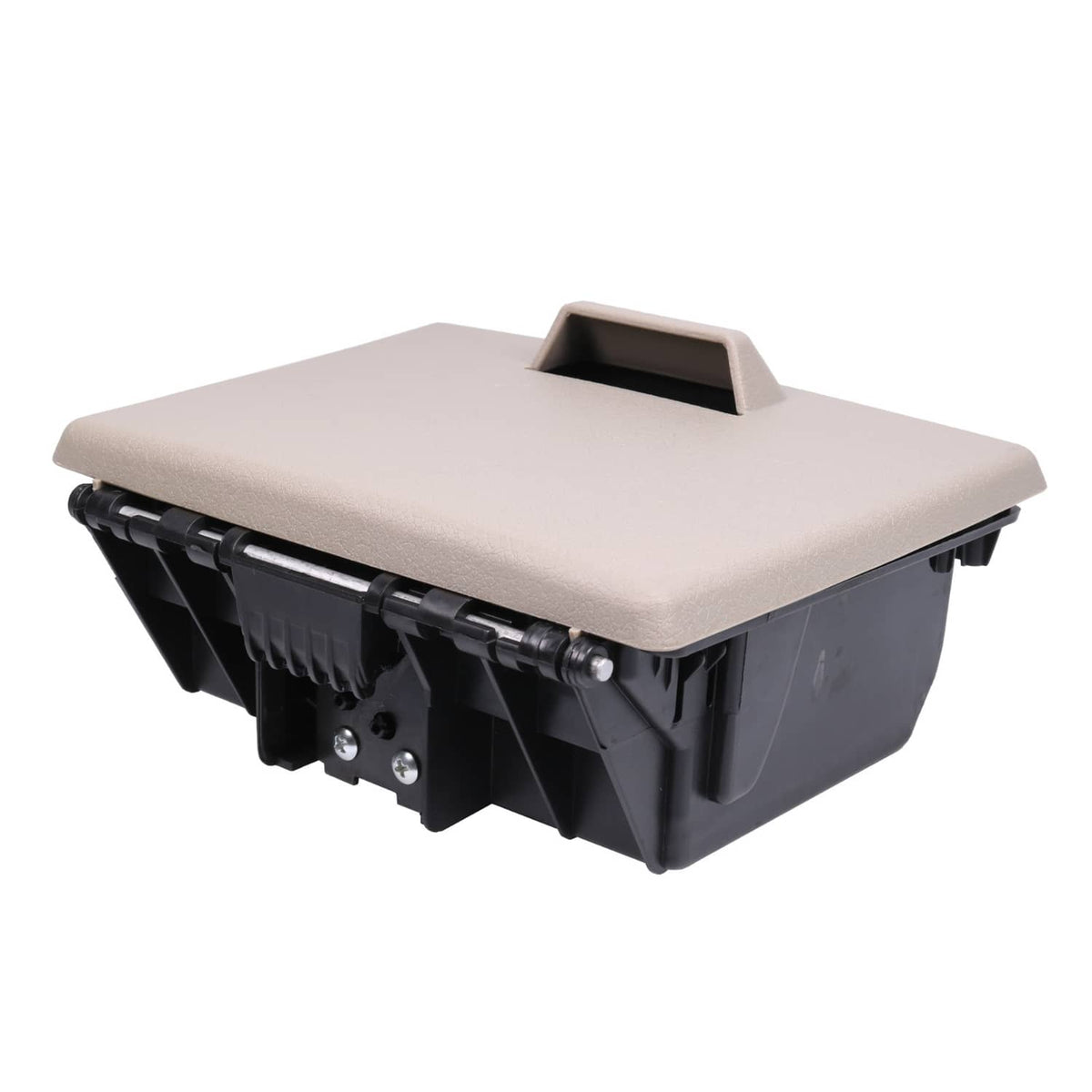 Stone gray dashboard cup holder insert with front opening and black base housing