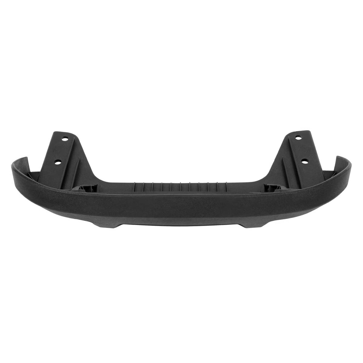 Black plastic hood pivot bracket with internal ribs and vertical mounting posts