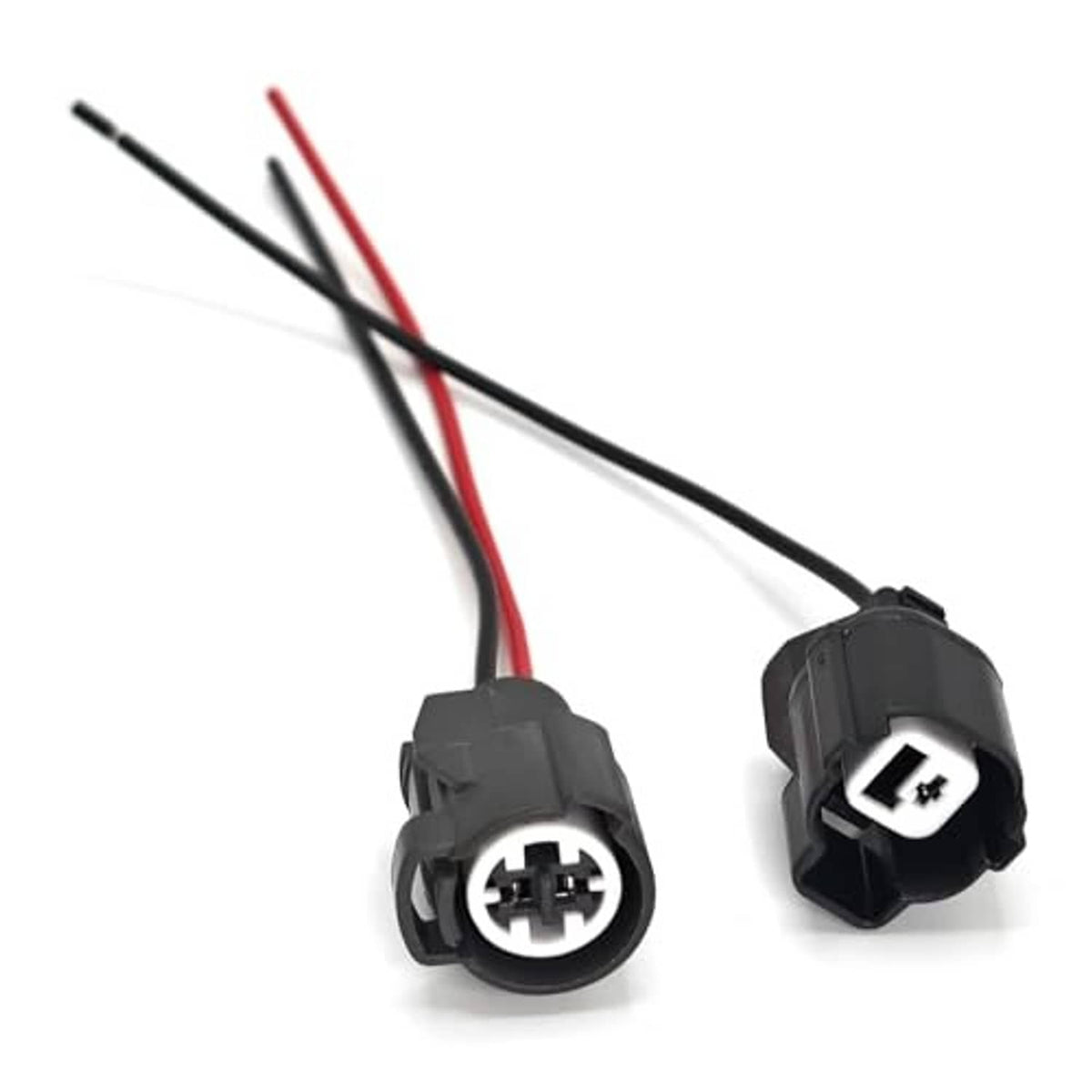 Oil pressure switch wire pigtail kit, two black plug connectors with red/black leads