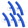 5-piece set of blue tire rim protector guards with white cord loops