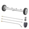 16-inch undercarriage pressure washer attachment with metal wand, wheels, quick-connect parts