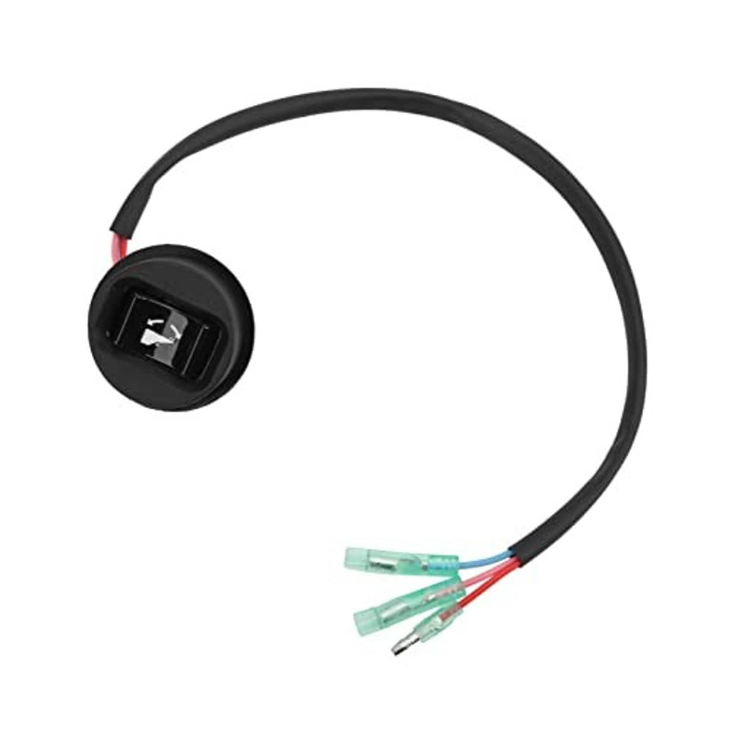 Compact trim tilt switch with black button and three-wire harness with clear terminals