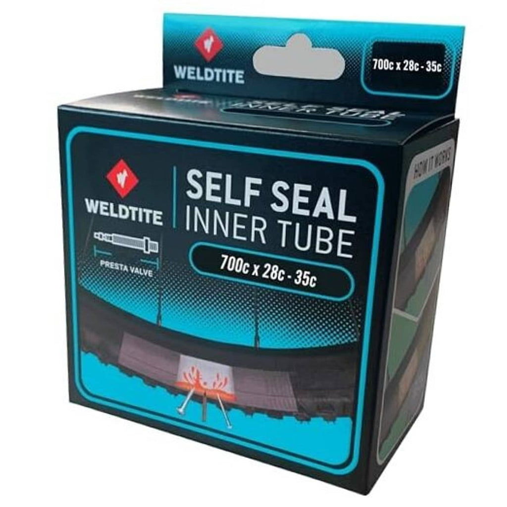 WELDTITE self-seal inner tube box, 700C x 28C–35C, Presta valve, black/black